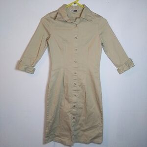 Khaki Stretch Shirt Dress Sz S